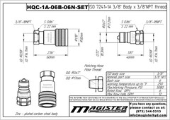 3/8″ ISO 7241-A Quick Disconnect Hydraulic Couplers Set – 3/8″ NPT Thread