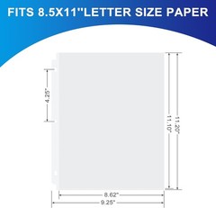 65 Pack Clear Sheet Protectors, 8.5 x 11 inch Page Protectors for 3 Ring Binder,