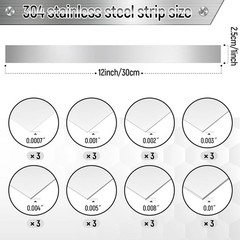 Blulu 24 Pcs 304 Stainless Steel Strips Metal Shim Stock Assortment 1 Width x 12