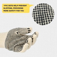 Large 24 Pairs – Tan, Black Double Dot PVC Gloves Knitted Cotton, PVC