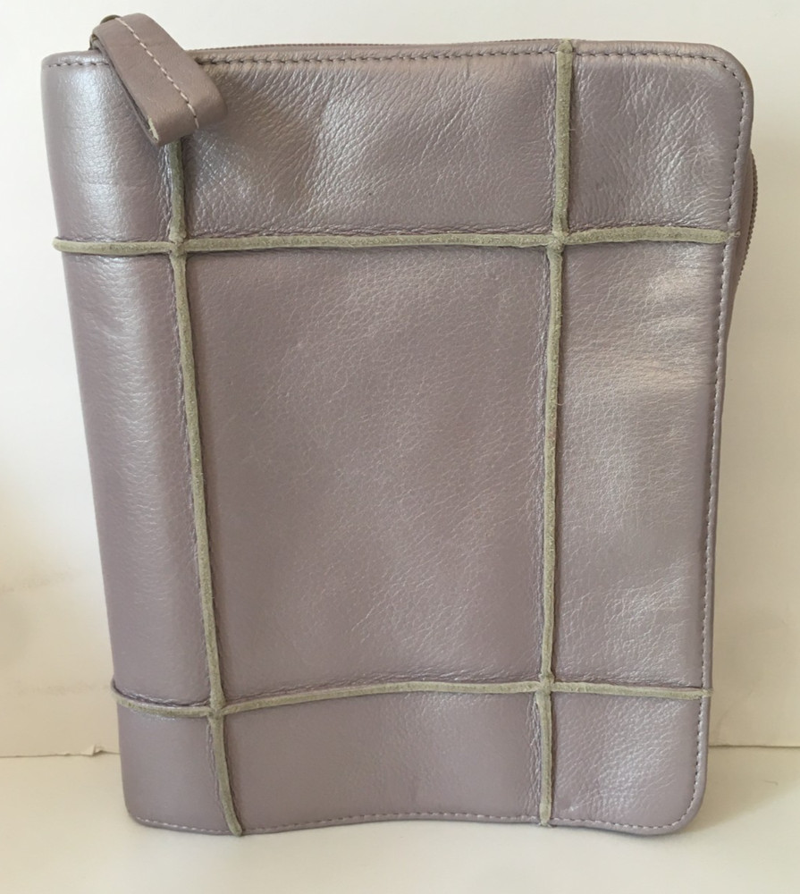 Franklin Covey Light Purple Full Grain Leather CL 12215 7 Ring Binder Organizer