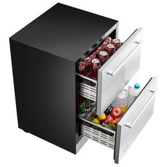 VEVOR 24 Inches Drawer Refrigerator Stainless Steel Dual Drawer Fridge for Home