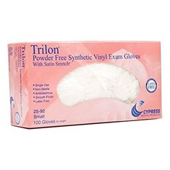 Trilon Disposable Vinyl Exam Glove Standard Cuff Length SMALL 25-92 100 per Box