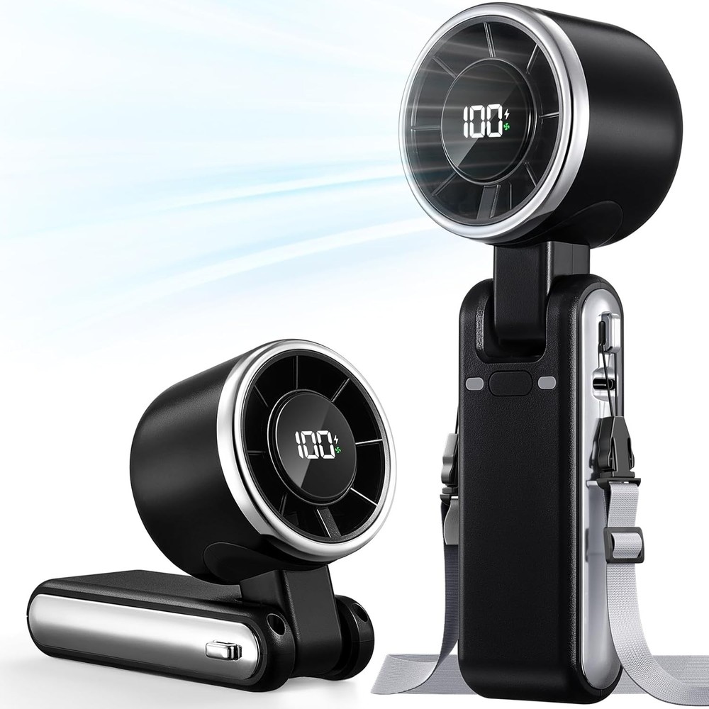 Portable Handheld Turbo Fan – 5 Gear High Speed 4000mAh Rechargeable Mini Person