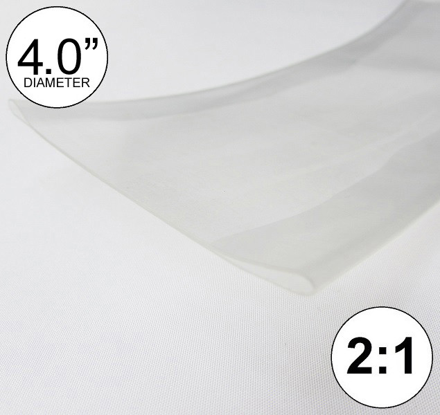 4″ ID Clear Heat Shrink Tube 2:1 ratio 4.0″ wrap (4 feet) inch/ft/foot/to 100mm