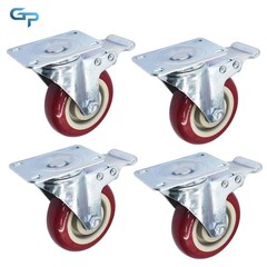 4 Pcs 4 Inch Caster Wheels Locking Casters With Brake Swivel Plate Castors