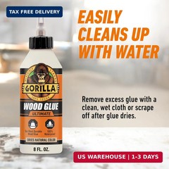 Gorilla Ultimate Waterproof Wood Glue, Natural Wood Color, 8 Ounce (Pack of 1) –