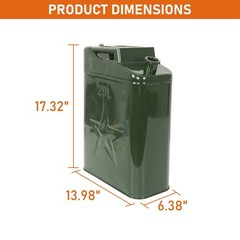 2Pcs Olive Green Jerry Can 5.3 Gallon 20L Steel Outdoor Army Emergency Prepper