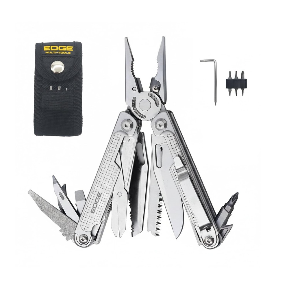 EDGE Multi-Tool Pliers, 14-in-1 Stainless Steel Multitool with Knife, Saw,