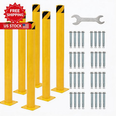 6 Packs in Height Bollard Post, 4.5 in Diameter, Yellow Safety Steel Bollard 42