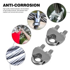 10 Pcs Stainless Steel Cable Clips Wire Rope Fastening Clamps Rigging