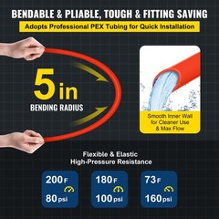 Uimoso 1/2 ~ x 300ft Pex Tubing Oxygen Barrier Pex-B Tube Radiant Heating Pipe~H