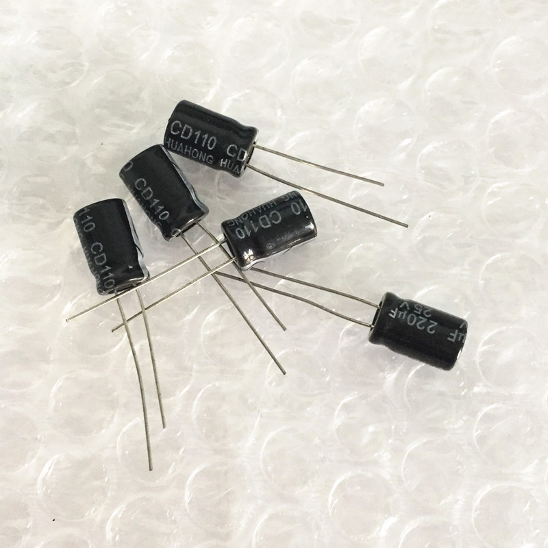 100pcs Aluminum Radial Electrolytic Capacitors 220uF 25V 220 UF 6*11