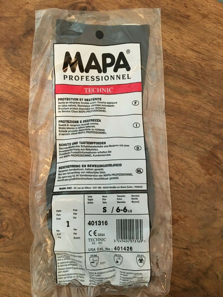 Mapa Professional Chem-Ply Neoprene Pair Gloves Size 6-6 1/2 S Small