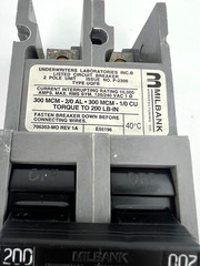 Milbank 200 Amp 2 Pole Type UQFB Circuit Breaker 200A 2P Bolt On 240VAC — READ