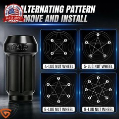 16Pack M12x1.5 Lug Nuts, Black Lug Nuts for Honda Pioneer, fit for Polaris RZR,