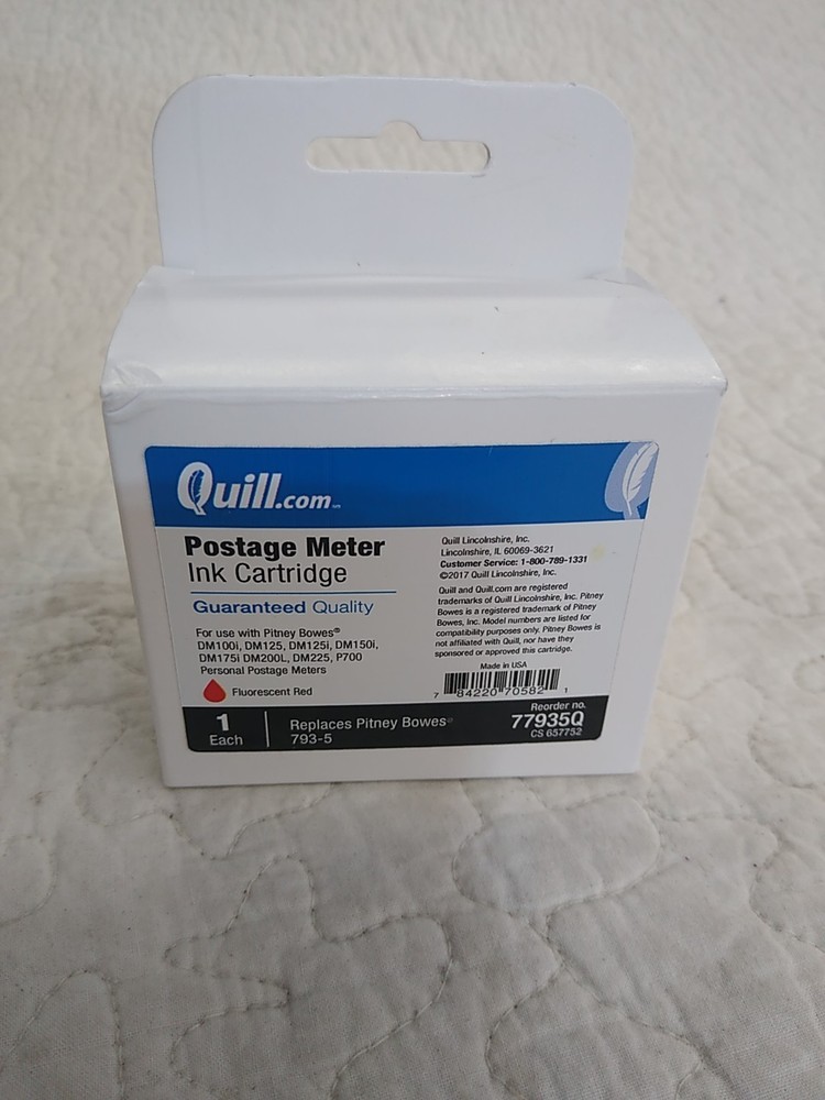 Quill Postage Meter Ink Cartridge Fluorescent Red 779350Q Pitney Bowes 793-5 New
