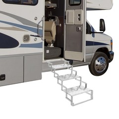 3 Steps Ladder Step Camper Aluminum Alloy Foldable Scissor Stairs Ladder 110kg