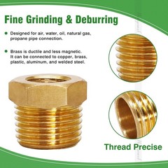 1/4 Inch Female to 1/2 Inch Male NPT Brass Reducer Bushing Adapter 4 Pack