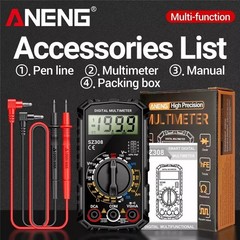 LCD Digital Multimeter Voltmeter Ammeter Ohmmeter Volt AC DC Tester Leads Meter