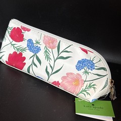 Kate Spade Pencil Pouch Cosmetic Case Travel Bag Faux Leather w Accessories