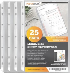 25 Pack of 8.5×14 Legal Size Heavyweight Long Clear Sheet Protectors
