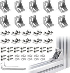 10 Sets Silver 3030 Aluminum Extrusion Corner Bracket Kit – 10pcs Corner Brac…