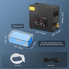 40kHz 60L Ultrasonic Cleaner 180W Heater Timer Stainless