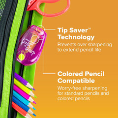 Bostitch Office Pencil Sharpener, Manual, One Assorted Color, Twist-N-Sharp, Kid
