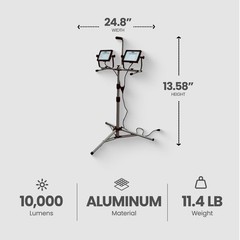 Master Electrician 10,000 Lumens LED Tripod Work Light with 6 Foot Cord, Black