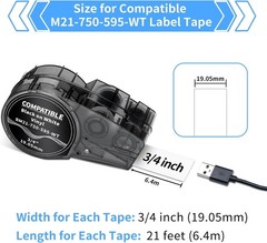 Compatible Label Tape for Brady BMP21 M21-750-595-WT Vinyl 3/4 M210/-LAB M211