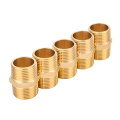 5 PCS EFIELD 3/4″ x3/4″ Male NPT Hex Nipple Pipe Adapters ,Brass Fittings