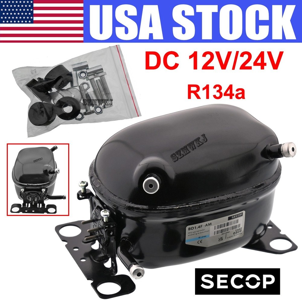 DC 12V/24V SECOP BD1.4F Car Refrigeration Compressor R134a Fridge Freezer Marine