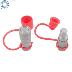 3/8″ Flat Face Hydraulic Quick Coupler Set w/ Dust Caps 3/8″ NPT
