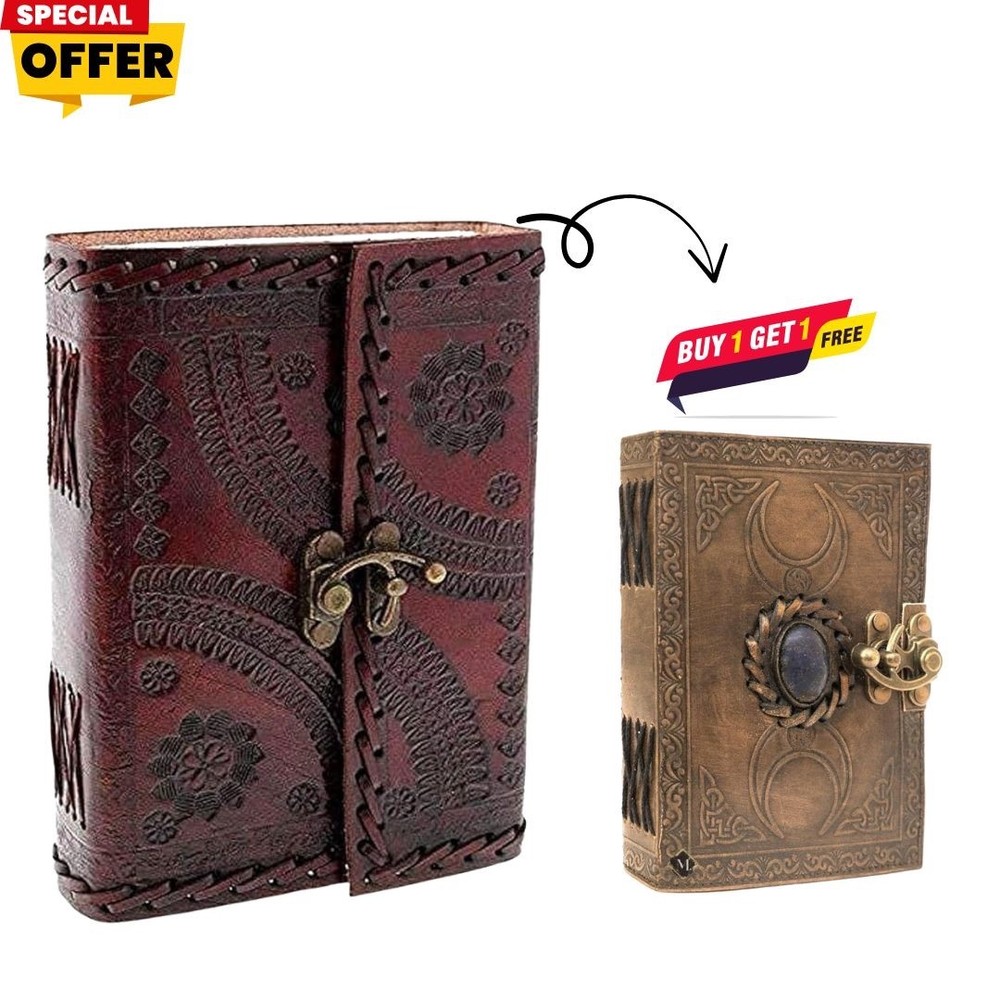 Handmade Genuine Leather Journal Diary Notebook8x6 & 5×7–200Pages B1G1 Combo Set