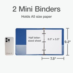 Oxford Mini View Binders, 1″ Round Rings, Small Binders for 1 Inch, Blue