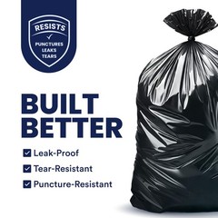 Plasticplace 55-60 Gallon Trash Bags 1.0 Mil Black Heavy Duty Garbage Can