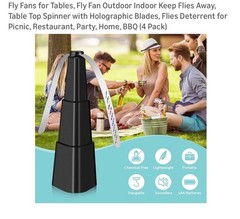 Fly Fans for Tables, Fan Outdoor Indoor Keep Flies Away, Black 4 Pack