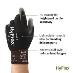 Industrial Gloves 11-600 Palm Coating Size 7 Black 12 Pairs