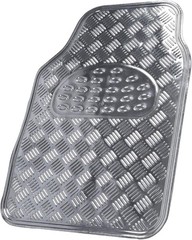BDK Metallic Chrome Car Floor Mats – Silver, All-Weather, Universal Fit