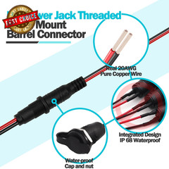 6 Sets 5.5 X 2.1Mm DC Power Jack Threaded Female Panel Mount Barrel Connector Ad