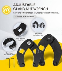 3-Pack Hydraulic Seal Installation & Gland Wrench Kit for Cylinder Repair
