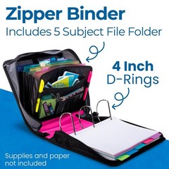 King Sized Zip Tab School Zipper Binder | 4-Inch D