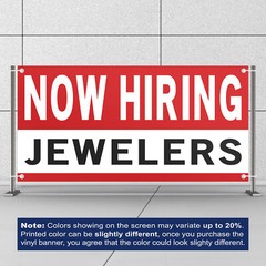 Now Hiring Jewelers 13 oz Heavy Duty Vinyl Banner Jobs Available Goldsmith Sign