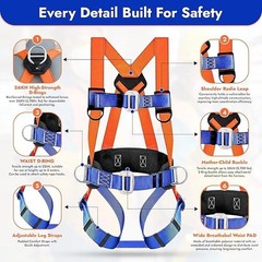 Safety Harness Fall Protection Kit, Full Body Roofing Harness with Lanyard
