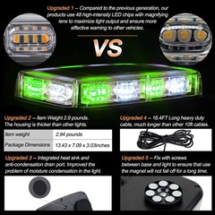 ASPL 48LED Roof Top Strobe Lights, High Visibility Emergency Green/White