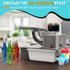 Snow Cone Machine Shaved Ice, 500LB/H Commercial Ice Crusher Shaved Ice Machine