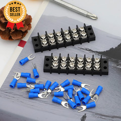 Terminal Block 2 Pack 6 Circuits 20-30A 200V-450V Dual Row Screw Terminals
