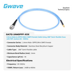 2.4mm Male to GPPO Female .086″ Semi-flexible Coax Cable, FEP Jacket, DC-50GHz