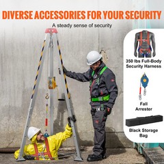 VEVOR Confined Space Tripod Kit Rescue Tripod Fall Arrest 4-7 ft Legs 1200 lbs